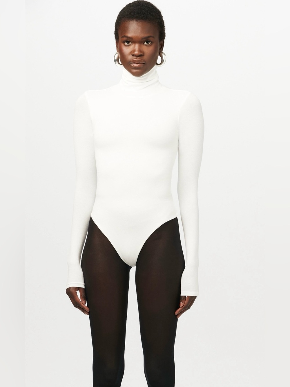 Wolford White Turtleneck Bodysuit XS Long Sleeve Stretch
